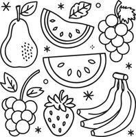 Fruits coloring page for kids colouring book page illustration vector