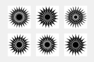 sun art, sun black and white set vector