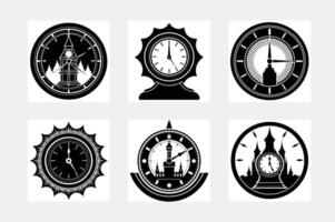 Set of wall clock on white background vector