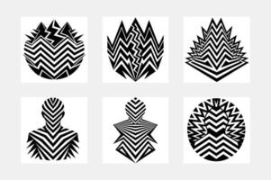 Seamless pattern with black and white stripes.Optical illusion effect. Geometric tile in op art. Futuristic and vibrant design set vector