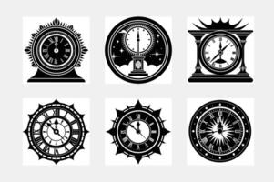Set of wall clock on white background vector