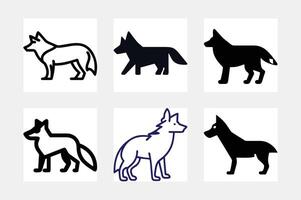 Fox. Black silhouette, isolated. template for laser cutting vector