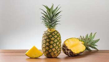 fresh pineapple fruit on the table photo