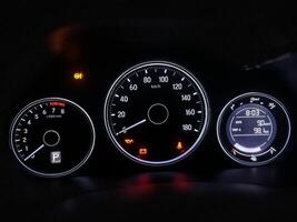 view of speedo meter of a vehicle in Lahore, Pakistan on May 14, 2024. photo