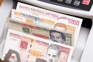 Cuban Peso in the counting machine photo