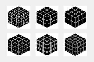Set of cube icons on a white background that can be moved and used as a company logo.box of square hexagon vector
