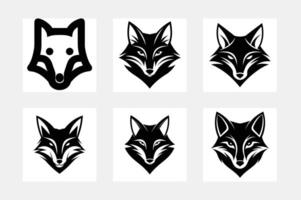 set fox silhouette, on white background, vector