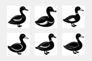 Duck set silhouette set vector