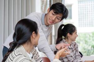 Group of Student Engaged in Collaboration Learning in a Modern Classroom Setting photo