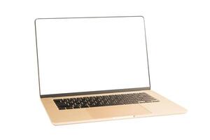 Laptop computer starlight color with blank screen isolated on white background with clipping path. photo