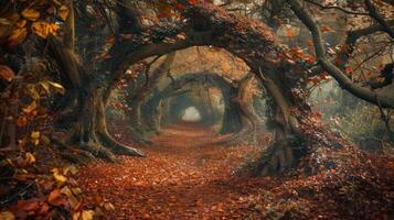 A forest with a path through it photo