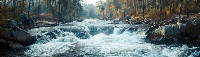 A river with a waterfall in the background photo