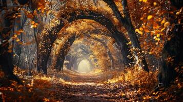 A forest with a path through it photo
