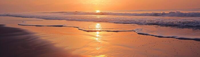 A painting of a sunset over the ocean with a reflection of the sun on the water photo