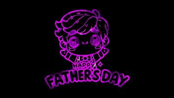 Glowing looping Father Day Happy Father Day message. neon frame effect, black background. video