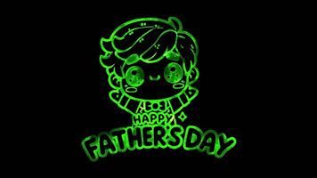 Glowing looping Father Day Happy Father Day message. neon frame effect, black background. video