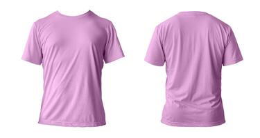 Blank pink clean t-shirt mockup, isolated, front view. Empty tshirt model mock up. Clear fabric cloth for football or style outfit template. photo