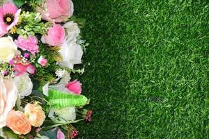 Combination of plants, artificial grass. Beautiful wall from various artificial creeper plant for background photo