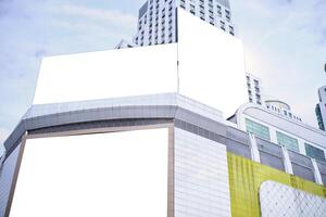 Large blank billboard on a street wall, banners with room to add your own text photo