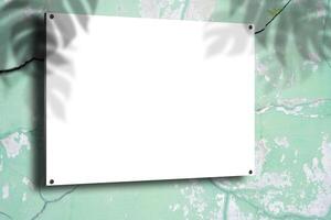 Mock up. Blank billboard, advertising, public information board on old wall. Texture of a stone wall. Old castle stone wall texture background. photo