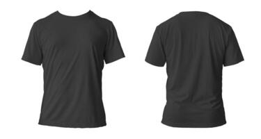 Blank black clean t-shirt mockup, isolated, front view. Empty tshirt model mock up. Clear fabric cloth for football or style outfit template. photo