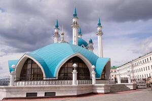 Kul Sharif Mosque, Kazan, Tatarstan, Russia. View of the Kazan Kremlin, a landmark of Kazan. photo