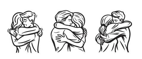 Hand drawn Friendship Day line art sketch vector