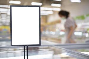 Mockup advertising board in front of supermarket. Mock up billboard for your text messege or mock up content with department store photo