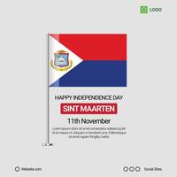 Sint Maarten Independence Day Social Media Banner, Editable Design with Flag vector