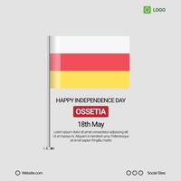 Ossetia Independence Day Social Media Banner, Editable Design with Flag vector