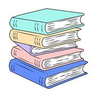 A stack of colorful books for school, including textbooks. vector