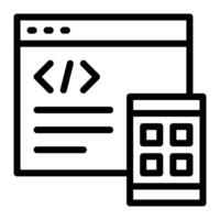 Mobile Application Development Coding Simple Line Icon Logo Symbol vector