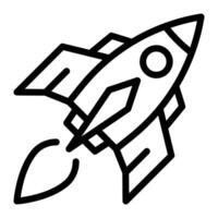 Spaceship Rocket Launcher Startup Business Simple Line Icon Logo Symbol vector