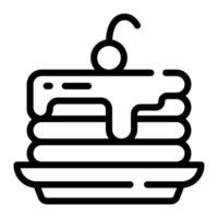 Pancake with Cherry on Top Simple Line Icon Symbol Logo vector