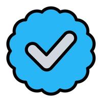 verified check badge stamp simple line icon symbol vector