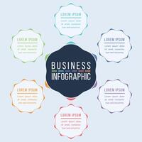 Infographic template 6 steps, objects, elements or options business information circle infographic design vector