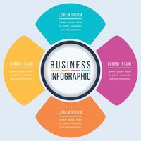 Circle Infographic design 4 Steps, objects, elements or options business information template vector
