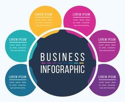 Circle Infographic design 6 steps, objects, options or elements business information template vector