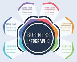 Infographic business template 6 steps, objects, elements or options business information colorful infographic design vector