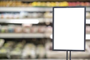 Mockup advertising board in front of supermarket. Mock up billboard for your text messege or mock up content photo