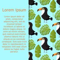 background with tropical leaves and toucans. seamless pattern for stylish fabric design. vector
