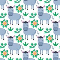 Seamless pattern with little donkey. Kids cute textile print. vector