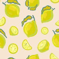 lemon pattern with lemons and slices vector