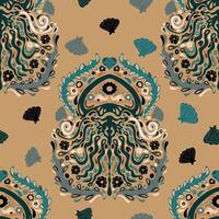 an octopus and shells pattern on a beige background vector