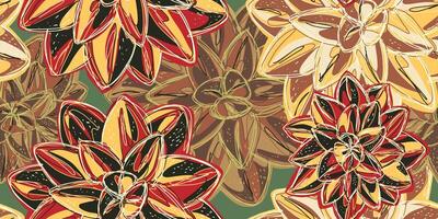 a pattern with flowers in red, yellow and green vector