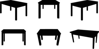 A collection of table silhouettes in a variety of positions vector