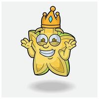 Star Fruit Mascot Character Cartoon With Dont Know Smile expression. For brand, label, packaging and product. vector