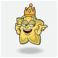Star Fruit Mascot Character Cartoon With Smug expression. For brand, label, packaging and product. vector