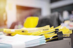 extreamely close up stacking of office working document photo