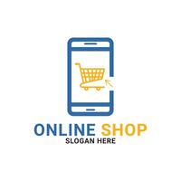 online shopping cart logo design concept with trolley icon cursor click vector